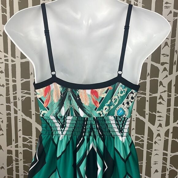 Geometric Tropical Floral Print Maxi Dress sz S - Picture 6 of 16
